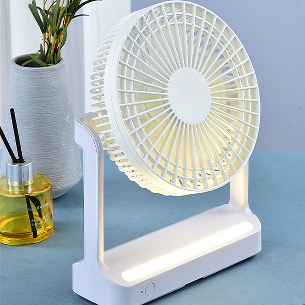 USB Rechargeable Portable Electric Fan Air Cooler with Light Desktop Ventilator