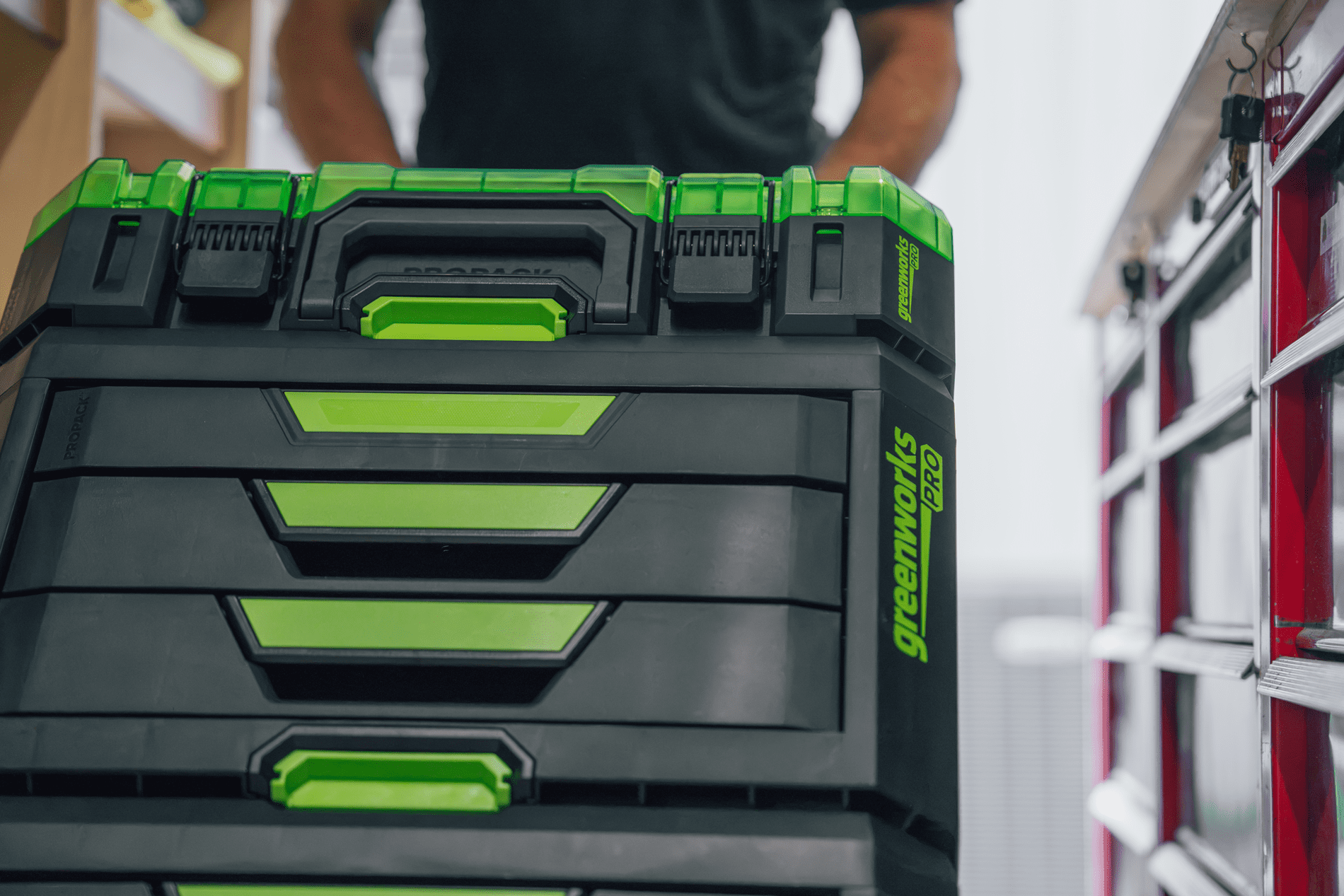 Greenworks Pro ProPack Heavy Duty 3 Drawer Toolbox with Secure Stack System