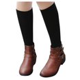 thumbnail image 3 of QISIWOLE Autumn And Winter New Mid-Heel Hollow Belt Buckle Round Head Women's Boots,Clearance, 3 of 6