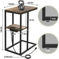 thumbnail image 3 of C Shaped End Table with Charging Station, Small Side Table for Sofa，26" Tall Tv Tray Couch Table with Storage,Bedside Table with USB Ports and Outlets for Living Room, Bedroom, Rustic Brown, 3 of 7