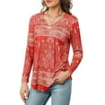 thumbnail image 3 of Fancyglim Women's Plus Size Tunic Tops Long Sleeve V Neck Casual Blouses Red xl, 3 of 6