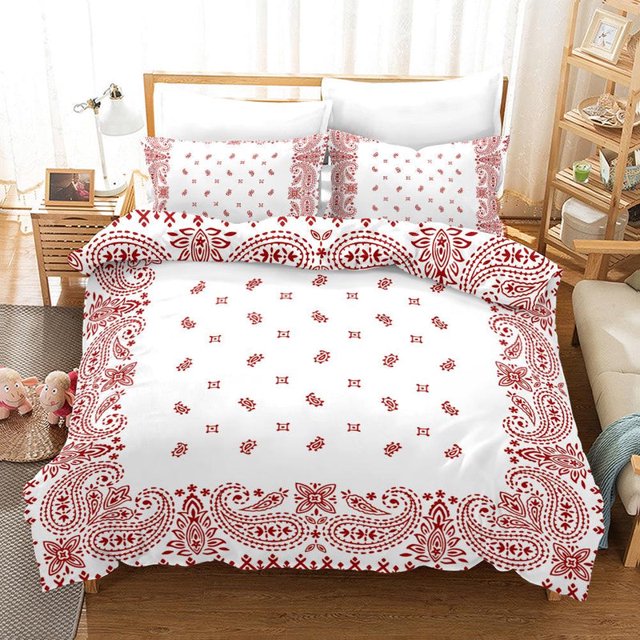 3D Rojo Símbolo Funda de edredón Set Ropa de cama Set Fundas de almohada 174