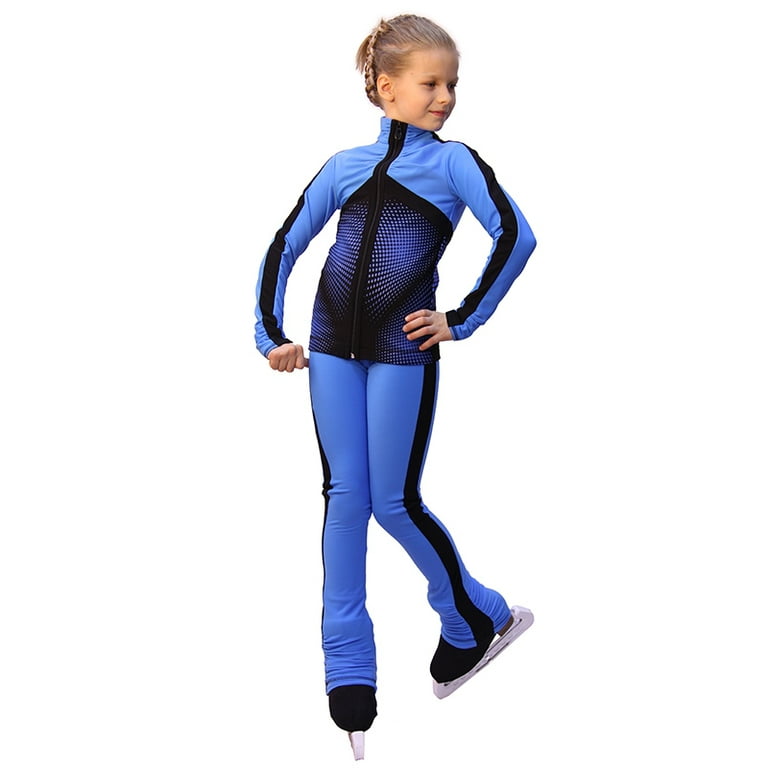IceDress Figure Skating Outfit - Thermal - Jump (Blue with Black stripes) 
