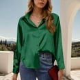 thumbnail image 5 of Craaazy Women's Solid Color Long Sleeved Button Turndown Collar Fashionable Tops Dressy Gifts Work Business Blouses, 5 of 5