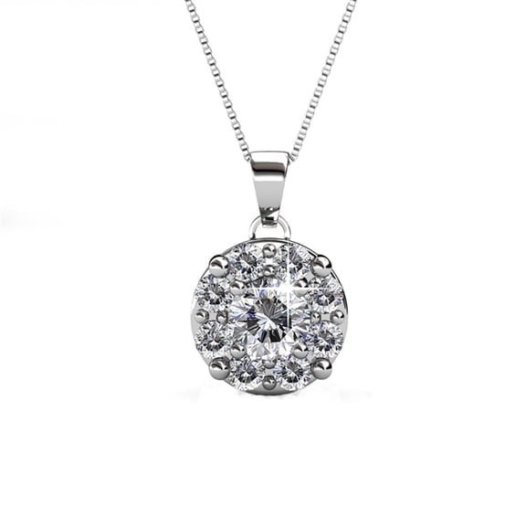 Cate & Chloe Ruth 18k White Gold Plated Necklace with Round Cut Swarovski Crystals Gift for Women