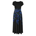 thumbnail image 4 of SMihono Robe Maxi Bohème d'Été pour Femmes Grande Taille Robe d'Été Colorée à Imprimé Floral pour Femmes Robes à Manches Courtes Robe Maxi Décontractée de Plage Robe Évasée de Plage, 4 of 6
