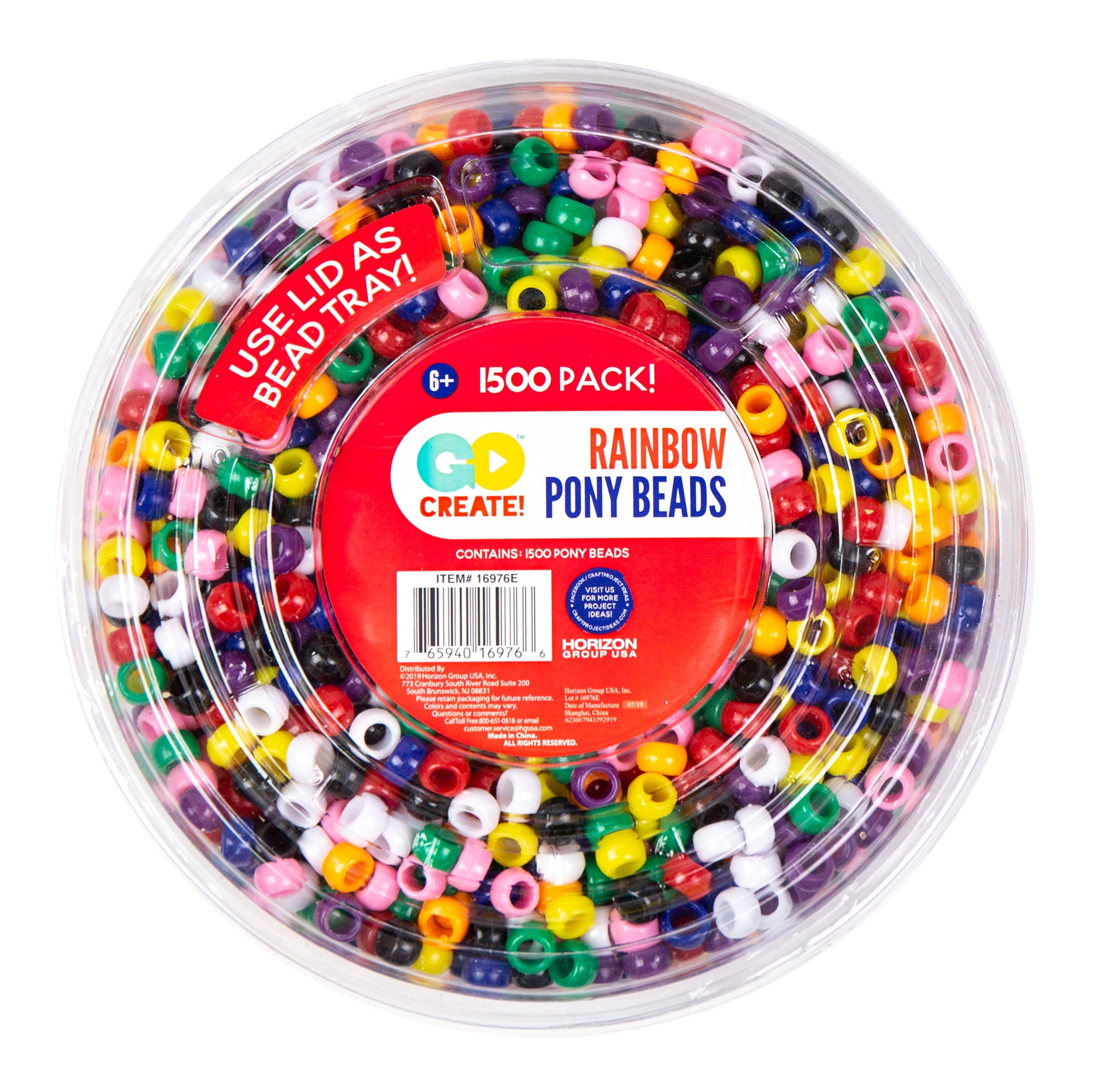 Horizon Group USA Kids Craft Plastic Pony Multi-Color Mix Beads, 1 Each