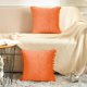 thumbnail image 2 of Decoración otoñal para el hogar, fundas de almohada con pompones de terciopelo de color naranja brillante de 20 x 20 pulgadas con cremallera oculta, paquete de 2 para sala de estar, cama, decoración, 2 of 6