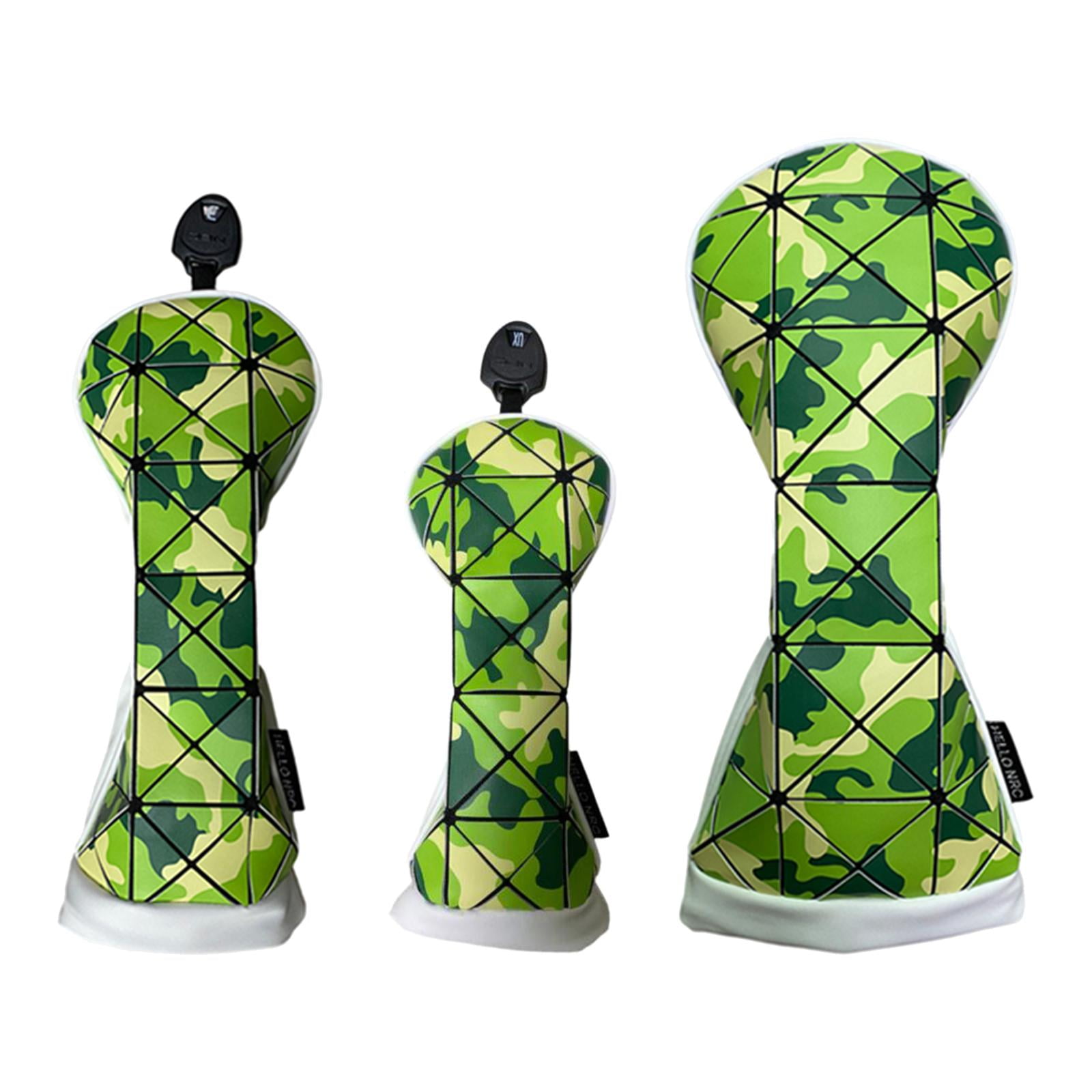 funtasica Golf Headcover Golf Club Head Covers PU Leather Long Neck Fairway Wood Cover Durable Golf Driver Head Covers Golfer Equipment 3pcs Green