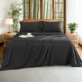 thumbnail image 5 of Sonoro Kate 100% Organic Luxurious Bamboo Sheets, Queen Sheet Set 4-Piece with 16" Deep Pocket, Silky Smooth Luxury Bed Sheets, Black, 5 of 8