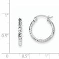 thumbnail image 2 of Beautiful Sterling Silver Rhodium Plated Diamond Cut Hoop Earrings, 2 of 2