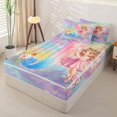 thumbnail image 2 of jejeloiu Watercolor Gradient Graffiti Zipper Twin Comforter Sets with Fitted Sheet and 2 Pillowcases For Girls,Magical Rainbow Initial J Zipper Bedding Set For Kids,Pink Reversible,4-Piece, 2 of 7