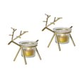 thumbnail image 3 of Golden Reindeer Candleholder Iron Art Candlestick For Holiday Decor Christmas Party 13X3.6X10cm 2Pcs, 3 of 3