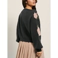 thumbnail image 2 of Women'S Vintage Floral Sweater Boat Neck Long Sleeve Knit Casual Pullover Tops Black L, 2 of 7
