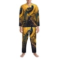 thumbnail image 3 of Lsque Elegant Gold Leaf Peacock Pattern Long Sleeve Pajama Set for Men - Soft 2-Piece Sleepwear and Loungewear Set with Pockets, Comfy Nightwear-Small, 3 of 7