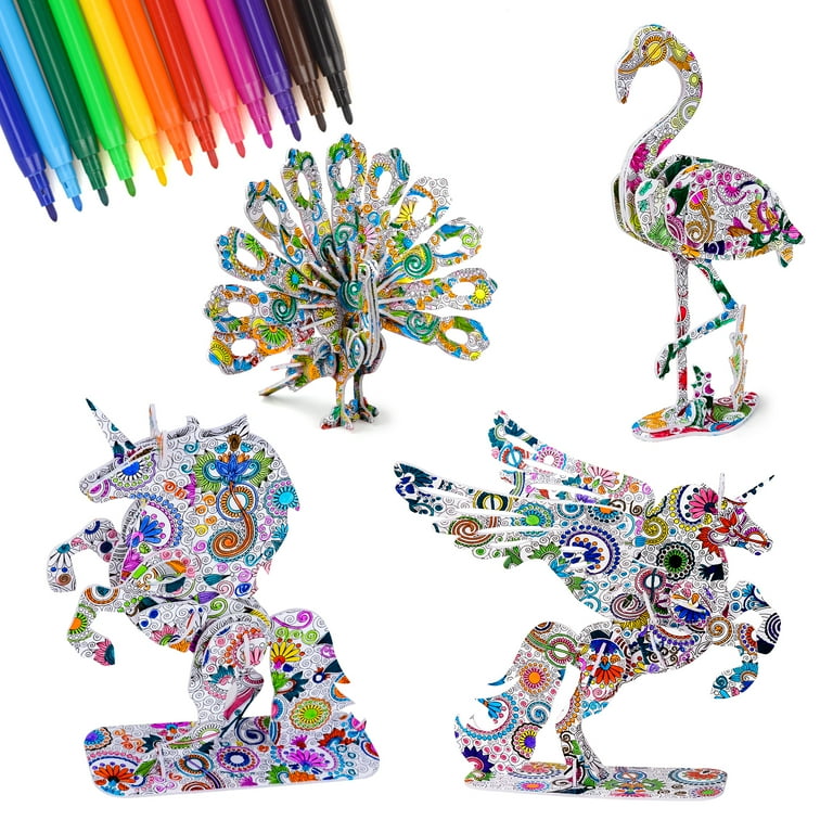 3D Coloring Puzzle for 6 7 Year Old Girl, Fun Art and Craft Kit for Girl  Age 10, Unicorn Horse Toys for Kid Age 8 9