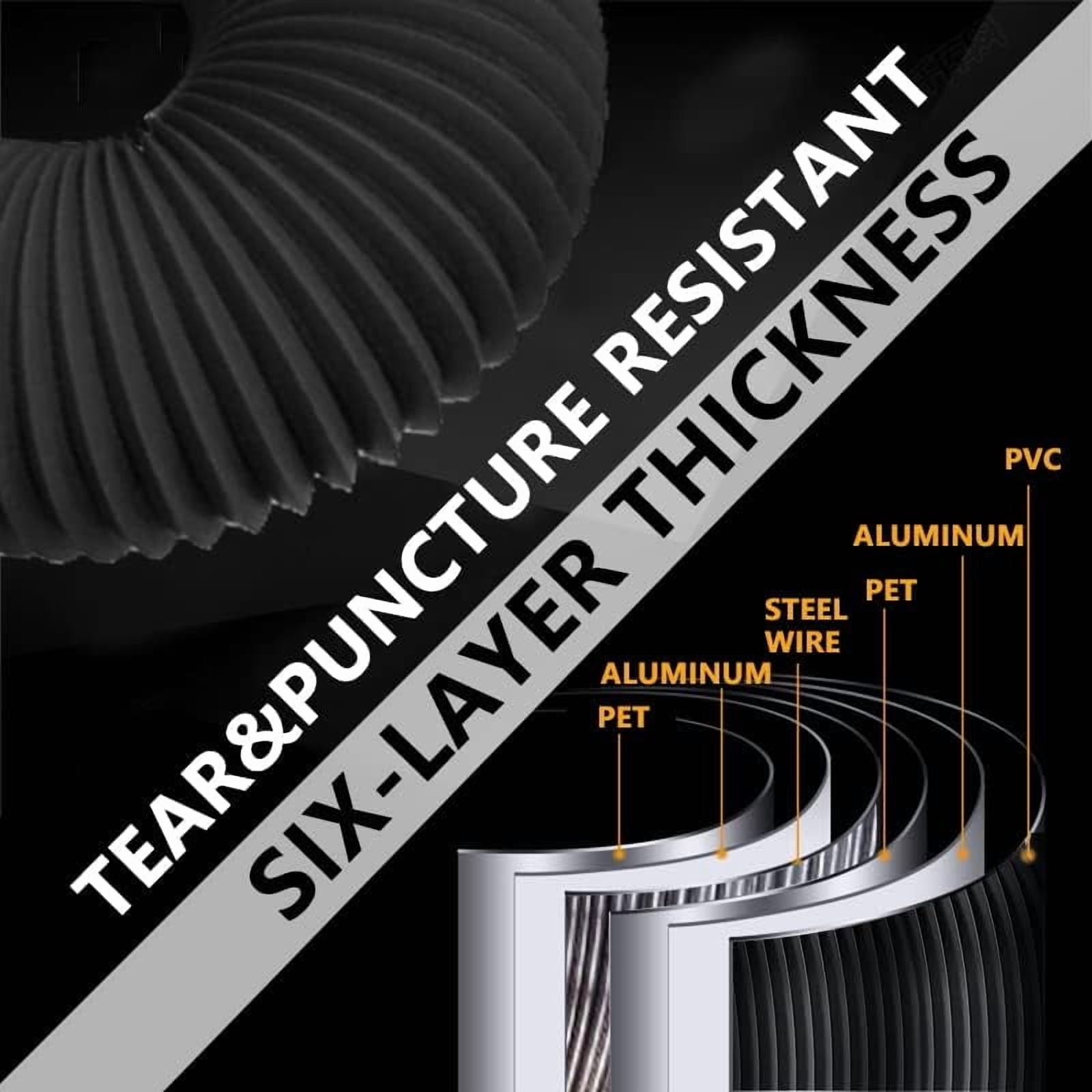 MKEUDQ-4 Inch 16Feet Dryer Vent Hose,Flexible Insulated Air Ducting,Vent Hose PVC Aluminum Foil with 2 Clamps for HVAC Ventilation(Black)