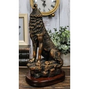 Ebros Howling Wolf Statue 10.5 Tall Alpha Wolf Pack Figurine in Faux Bronze