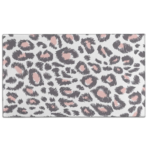 White and Pink Of Leopard Print Door Rugs,Washable Non Slip Door Mats Indoor,Decorative Door Mats,Entry Mat Indoor for Entrance,Bedroom,Kitchen,Bathroom,17"x30"