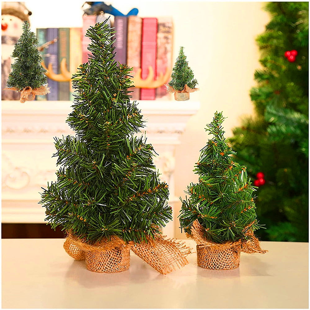 2pcs 6" Tabletop Christmas Tree Artificial Mini Xmas Tree Party Ornaments 