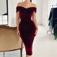 thumbnail image 2 of IROINNID Deals Wedding Guest Dresses for Women Evening Night Party Dress Slim Party One Shoulder V-neck Solid Color Formal Dress Trendy Formal Dress,Red, 2 of 6