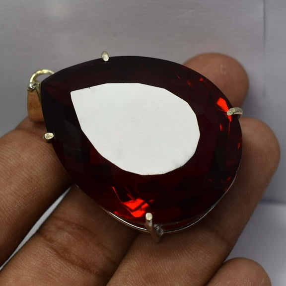 Red Ruby 141.05 Carat Natural CERTIFIED Pear Shape 925 Sterling Silver Pendant