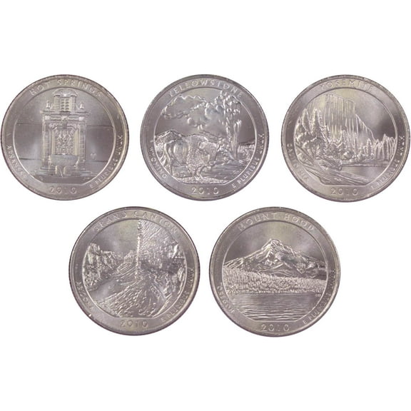 2010 P National Park Quarter 5 Coin Set Uncirculated Mint State 25c Collectible