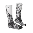 thumbnail image 4 of Lsque Monochrome Deer Floral Printed Crew Socks Men's Women's LightWeight Thin Casual Calf Socks ,Knee High Socks,Cotton Socks, 4 of 9