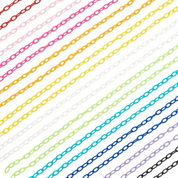 Colorful Plastic Jewelry Chains 22 Strands 15 inch Curb Chain Links 11 Colors Twist Chain