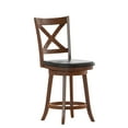 thumbnail image 2 of Merrick Lane Wooden Crossback Swivel Pub Stool with Faux Leather Seat & Footrest, Antique Oak/Black, 2 of 12