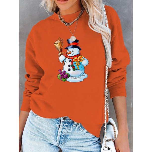 Sudadera de manga larga con estampado de muñeco de nieve Tmvgtek Para estrenar
