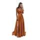 thumbnail image 1 of Vestido de dama de honor Monvelli con tirantes finos, talla grande, 22 W, color óxido, 1 of 7