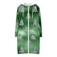 thumbnail image 3 of Women's Christmas Printed Long Sleeve Hooded Sweatshirt Jacket with Drawstring and Zipper Pockets, Fashionable Casual Wear for Fall and Winter,Green,XL, 3 of 6