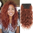 thumbnail image 1 of Extensiones de cabello con clip LEOSA 4 piezas de 16 pulgadas extensiones de cabello rizado corto suave natural postizo encaje trama rizado onda clip extensiones invisibles para mujeres jengibre cobre, 1 of 1