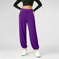 thumbnail image 6 of Women Sports Yoga Pants Summer High Slit Haren Pants Solid Loose Hippie Harem Wide Leg Pants Trousers, 6 of 6