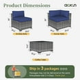 thumbnail image 3 of Aoxun 10 Piece Patio Furniture Set Wicker Rattan Patio Conversation Set Outdoor Sectional Sofa Set with Coffee Table and 4” Thickened Cushions, Blue(Waterproof Cover Included), 3 of 7