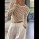 thumbnail image 5 of Camisa de Larga Ajustada con Lunares y Cuello Redondo para Mujer, Color Crema, Talla S, 5 of 9