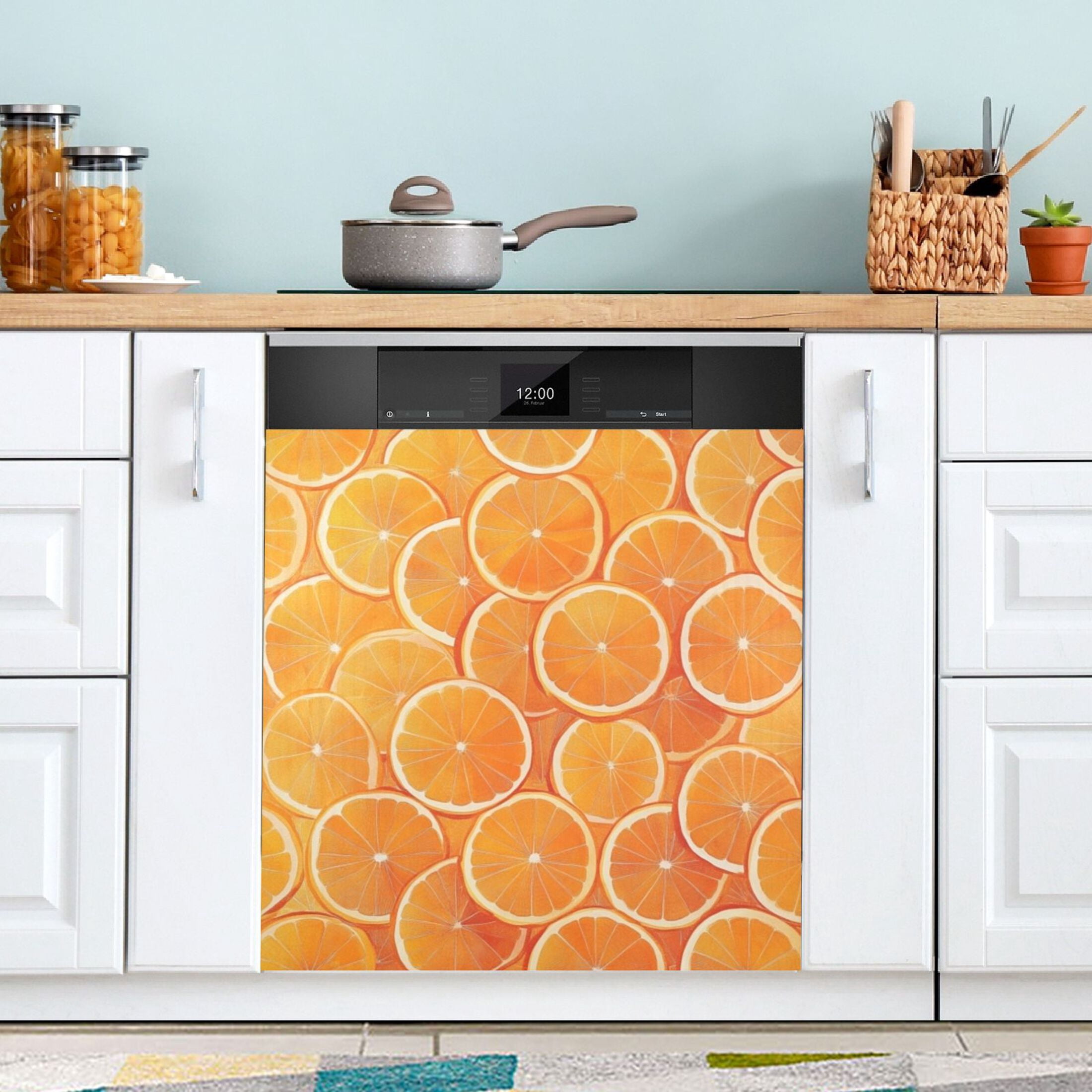 Dishwasher Magnetic Sticker 23x26 Inch Refrigerator Magnetic Sticker Washing Machine Magnetic Sticker Kitchen Panel Magnetic Sticker Home Decor Orange Sliced Orange