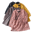thumbnail image 2 of LYMAYTER 2-8Y Girls Cute Floral Long Sleeve Cotton Midi Dress Pleated Lace Up Round Neck Spring Fall, 2 of 8