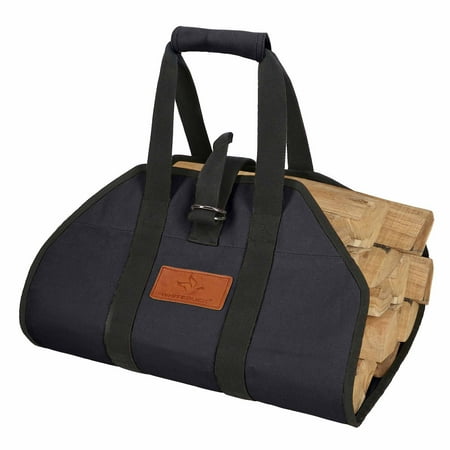 WHITEDUCK TUFF Large Capacity Black Waxed Canvas Log Carrier