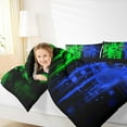 thumbnail image 5 of Feelyou Neon Game Console Bedding Comforter Set for Kids, Green Blue Square Abstract Twin Comforter Sets, Video Game Controller Reversible Bedding Set, Microfiber Bedroom Decor, 2 Pieces, 5 of 9