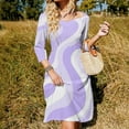 thumbnail image 3 of Abstract Lavender Wavy Design Womens Summer Dress Tie Back A Line Flare Dress, 3 of 9