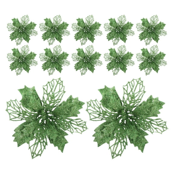 Homoyoyo Green Poinsettia Christmas Tree Pendant Holiday Decor Set for Festive Home Decoration