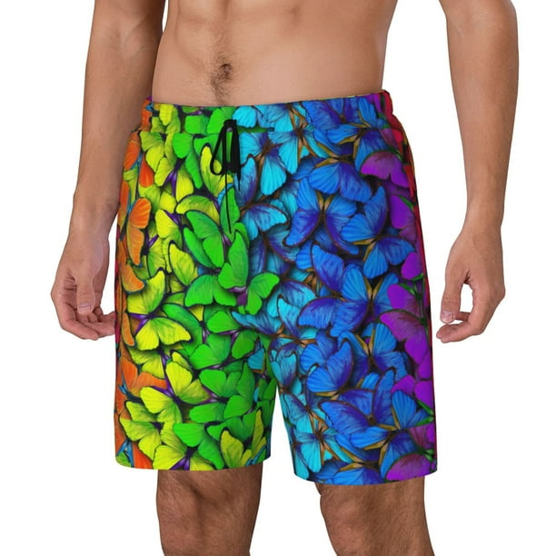 Fotbe Multicolored Butterflies Traje de Baño para Hombre – Shorts de Natación de Secado Rápido con Forro y Bolsillos-Small