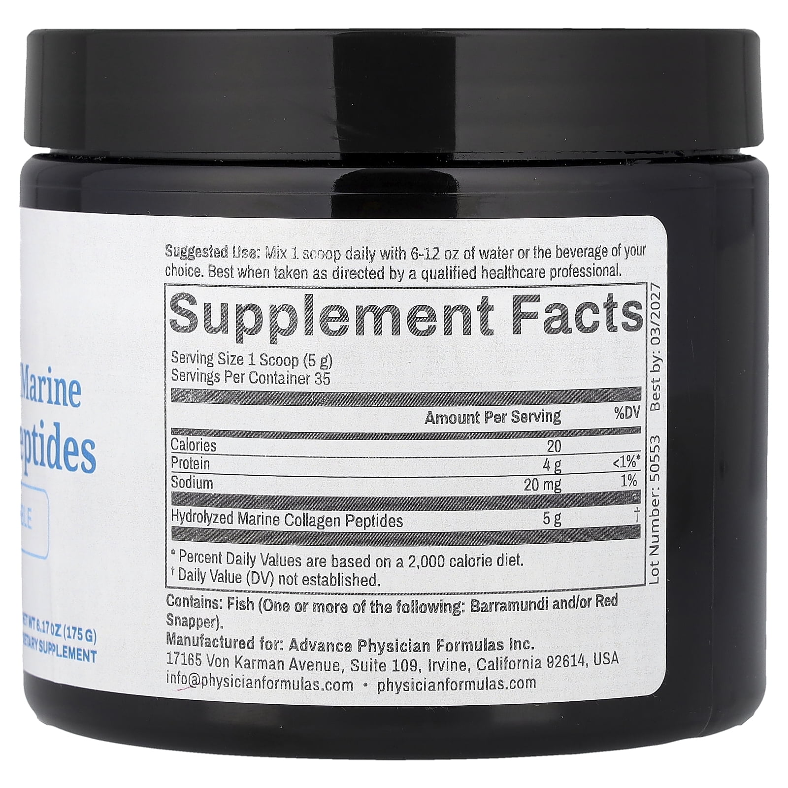 Advance Physician Formulas Wild Caught Marine Collagen Peptides, 6.17 oz (175 g)