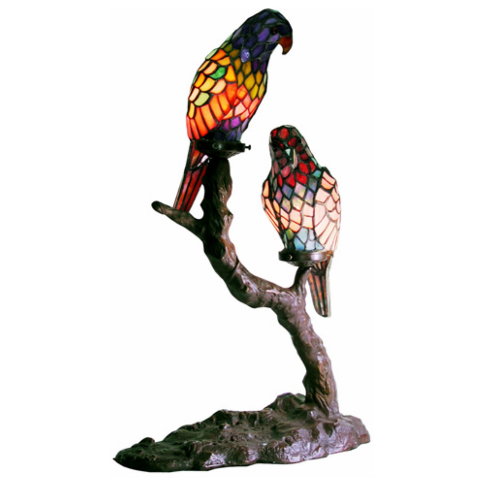 Tiffany Style Exotic Birds Accent Lamp