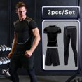thumbnail image 3 of Conjunto deportivo para correr para hombre, ropa deportiva ajustada, gimnasio, Fitness, ropa deportiva, traje de entrenamiento al aire libre, chándal de compresión, ropa negra, 3 of 5