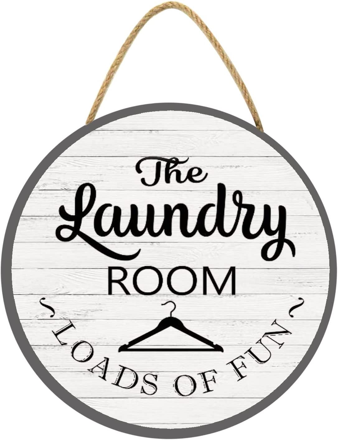 Eveokoki 11" Laundry Sign, Laundry Room Loads Of Fun 004 Wood Sign