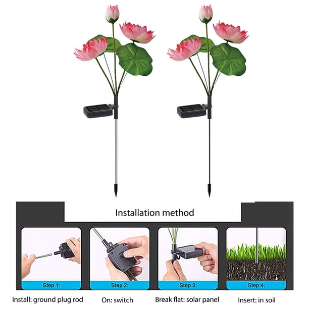 Lámpara 2pcs 4LED Lawn Light Solar Lotus Ground Plug Lights (rosa sin Lotus Pod) Ehuebsd Para estrenar