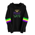 thumbnail image 2 of Felirenzacia Unisex Mardi Gras Hoodie, Carnival Hooded Pullover Tops for Women and Men, Long Sleeve with Stripes, S-2XL, 2 of 5